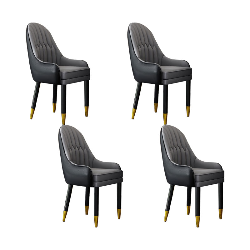 Faux Leather Dining Chairs Modern Parsons Chair with Wood Legs