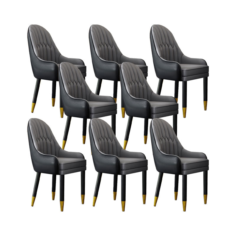 Faux Leather Dining Chairs Modern Parsons Chair with Wood Legs