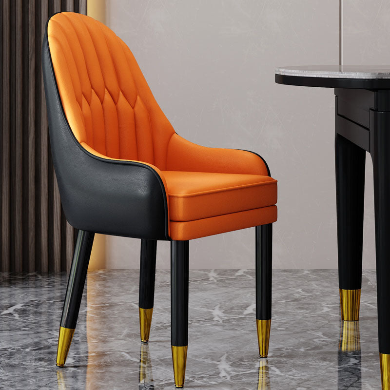 Faux Leather Dining Chairs Modern Parsons Chair with Wood Legs