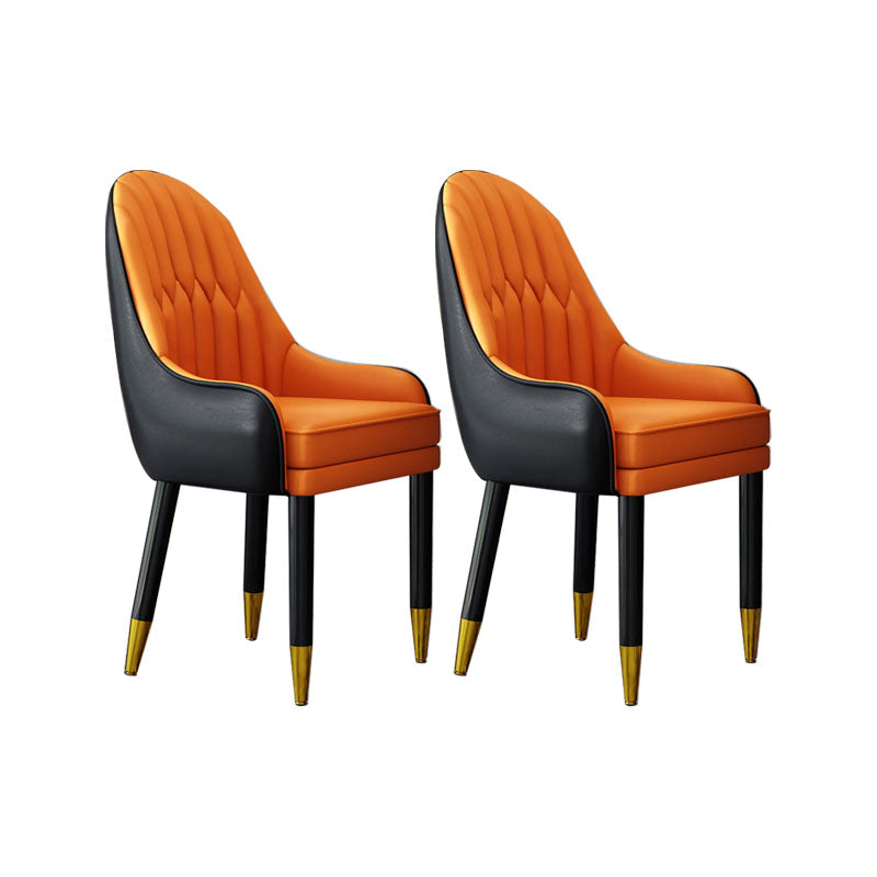 Faux Leather Dining Chairs Modern Parsons Chair with Wood Legs