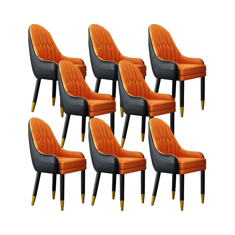 Faux Leather Dining Chairs Modern Parsons Chair with Wood Legs