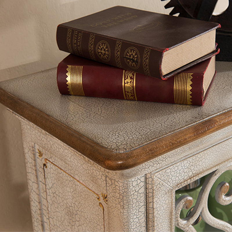 Industrial Cabriole Legs Accent Cabinet Solid Wood Storage Cabinet with Drawer