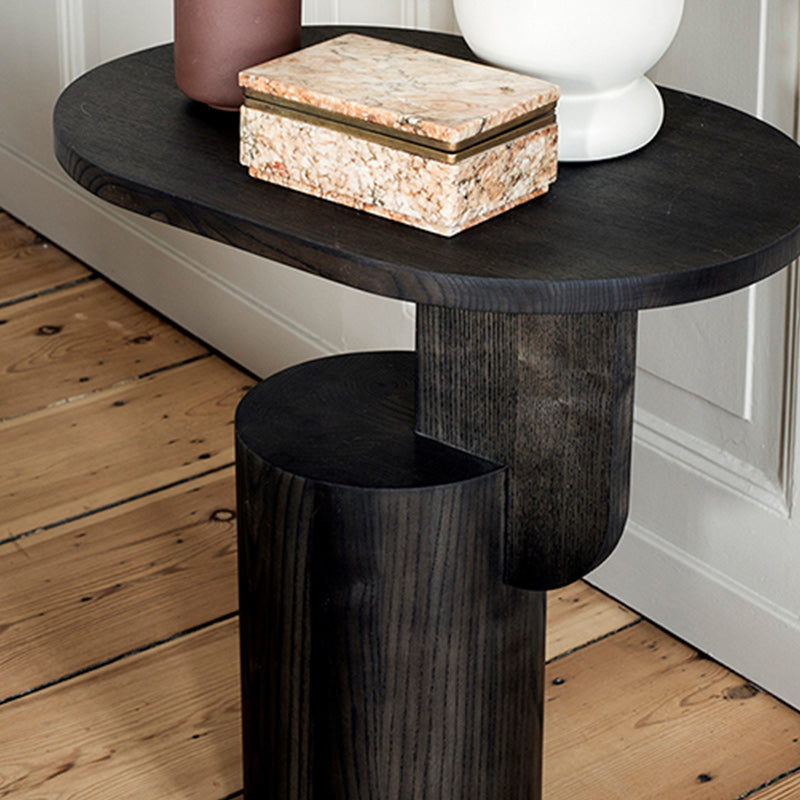 11" Wide Contemporary Corner Table Oval Storage Accent Side Table