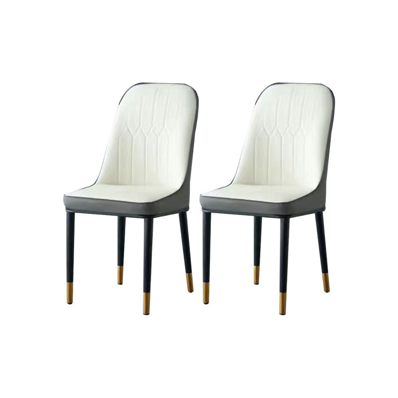 PU Leather Dining Chairs Industrial Parsons Chair with Metal Legs