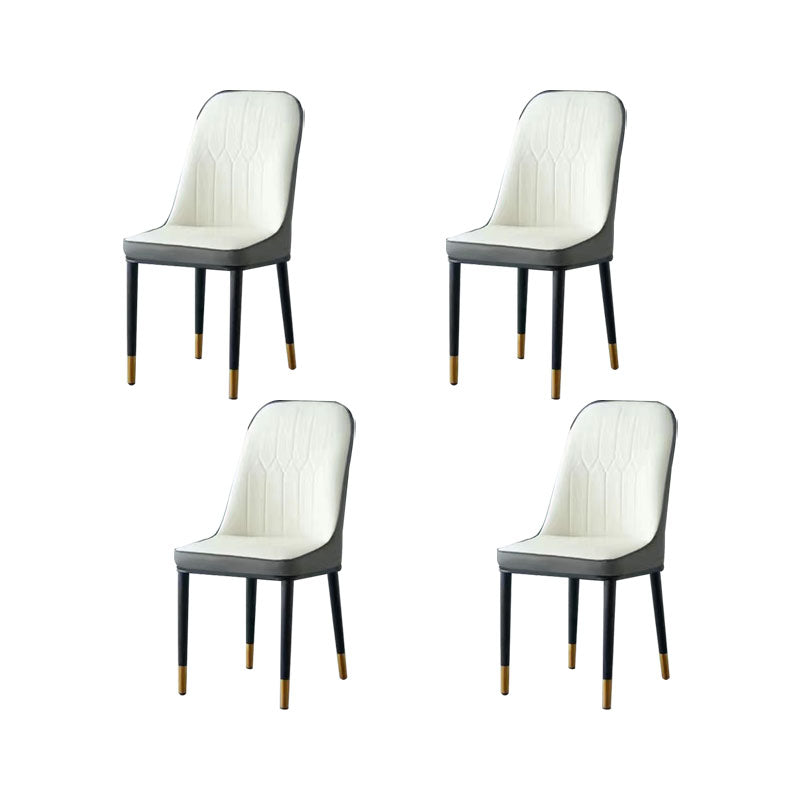 PU Leather Dining Chairs Industrial Parsons Chair with Metal Legs