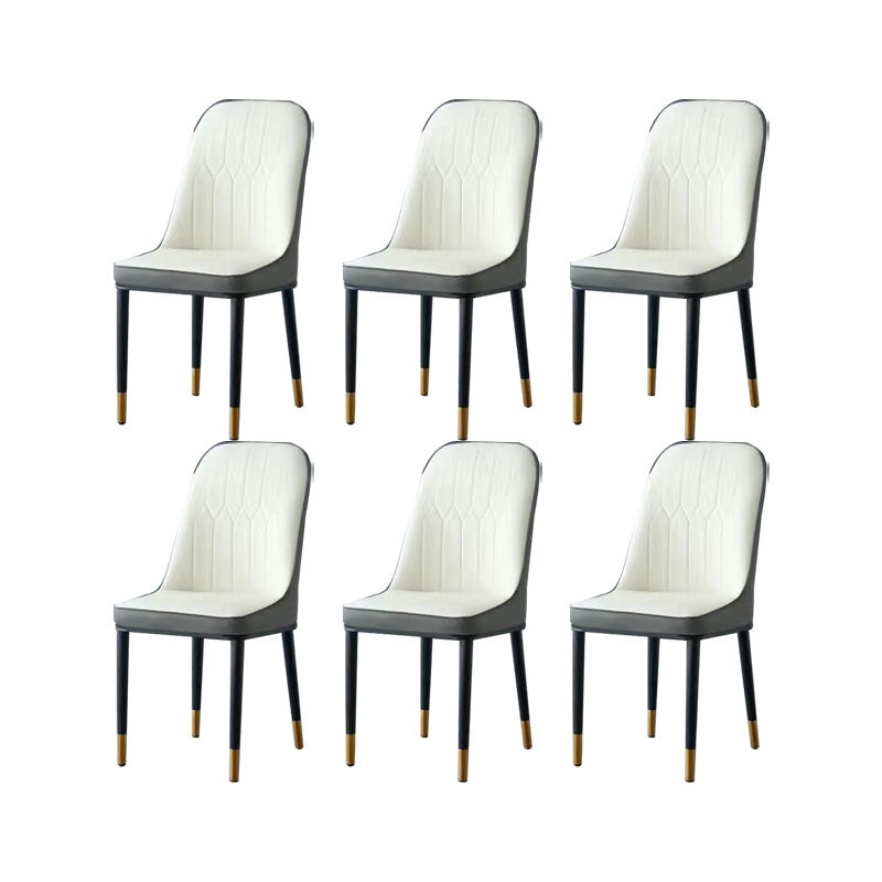 PU Leather Dining Chairs Industrial Parsons Chair with Metal Legs