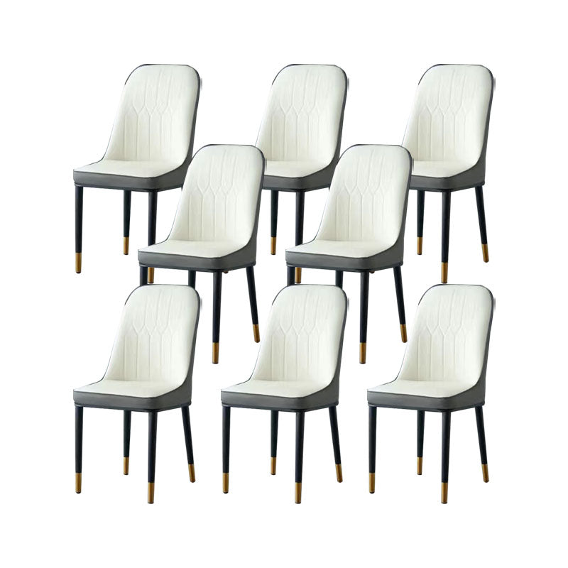 PU Leather Dining Chairs Industrial Parsons Chair with Metal Legs