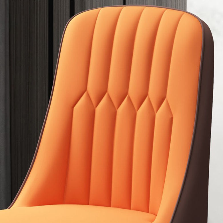 PU Leather Dining Chairs Industrial Parsons Chair with Metal Legs