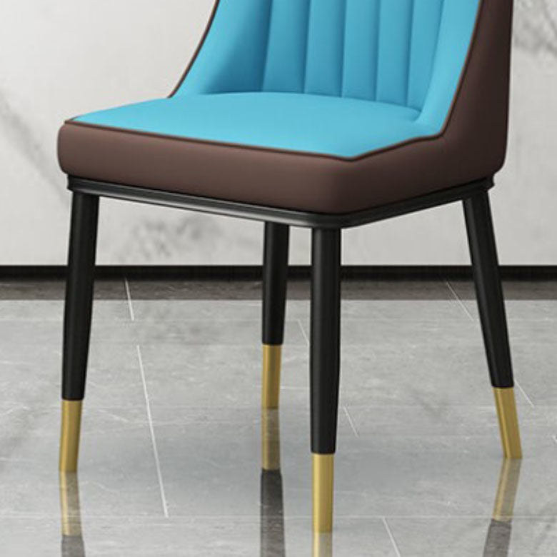 PU Leather Dining Chairs Industrial Parsons Chair with Metal Legs