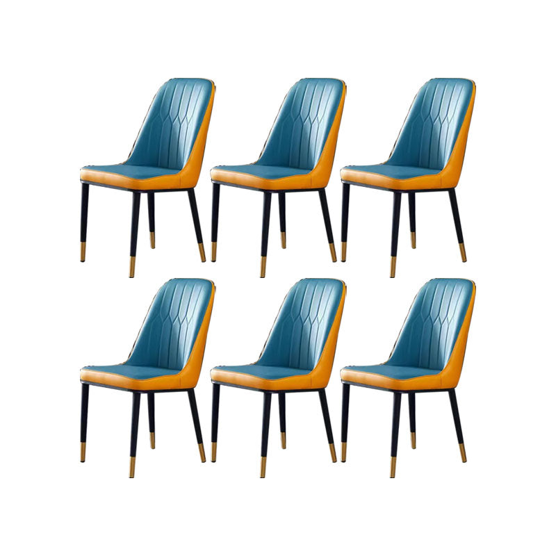 PU Leather Dining Chairs Industrial Parsons Chair with Metal Legs