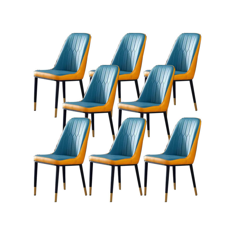 PU Leather Dining Chairs Industrial Parsons Chair with Metal Legs