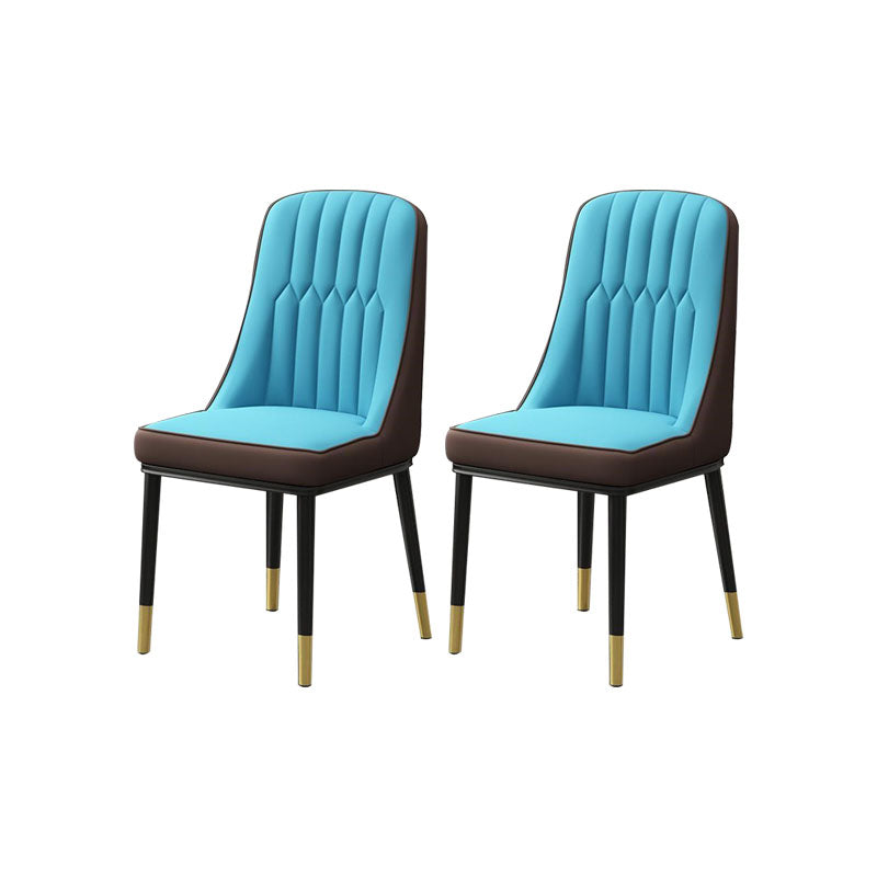 PU Leather Dining Chairs Industrial Parsons Chair with Metal Legs