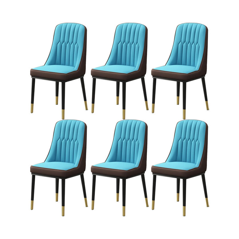 PU Leather Dining Chairs Industrial Parsons Chair with Metal Legs