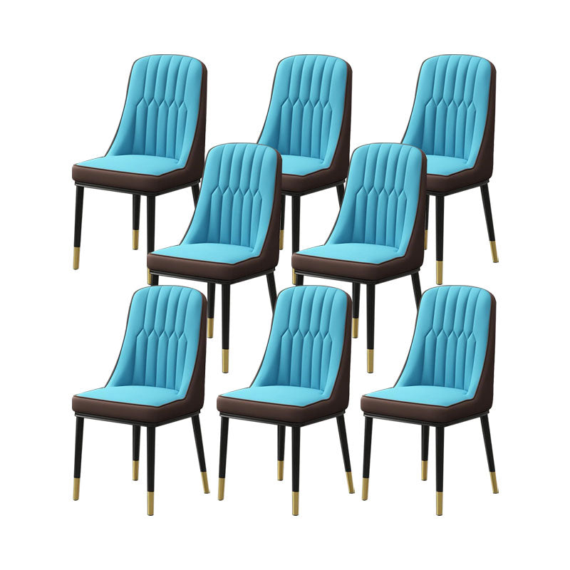 PU Leather Dining Chairs Industrial Parsons Chair with Metal Legs