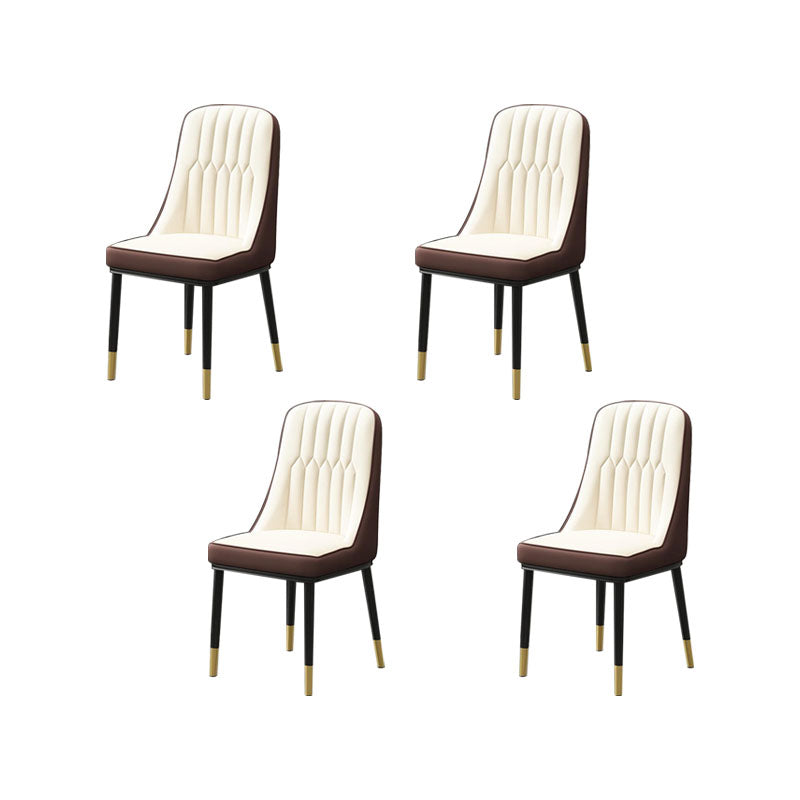 PU Leather Dining Chairs Industrial Parsons Chair with Metal Legs