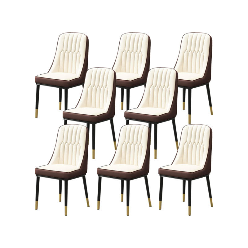 PU Leather Dining Chairs Industrial Parsons Chair with Metal Legs