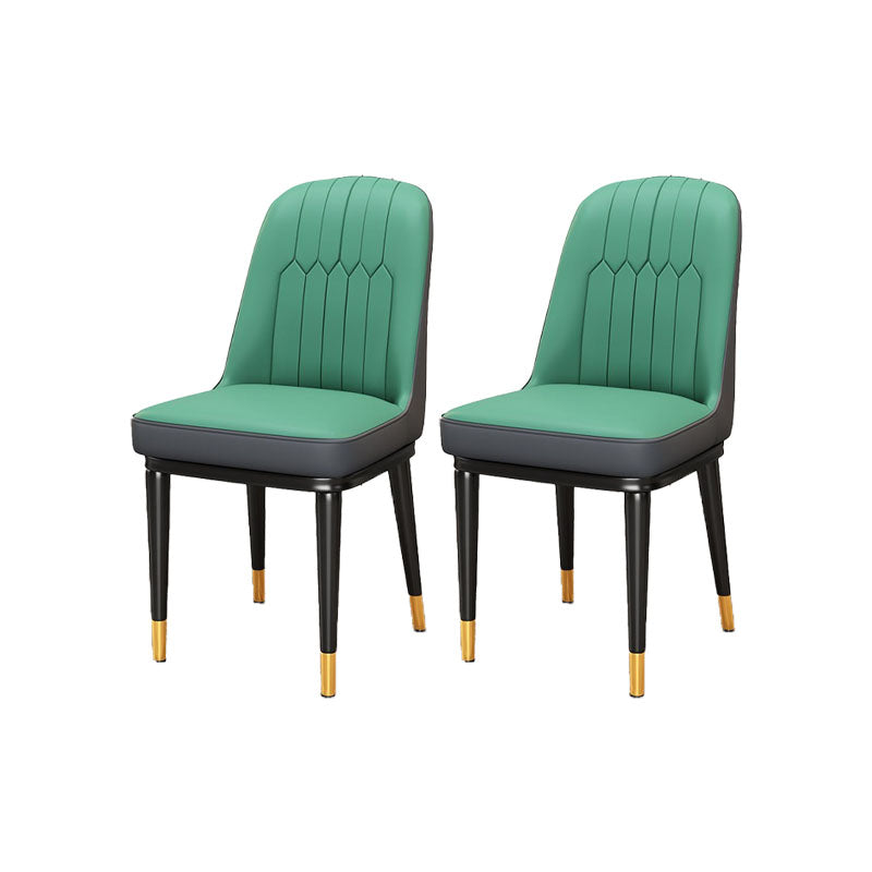 PU Leather Dining Chairs Industrial Parsons Chair with Metal Legs