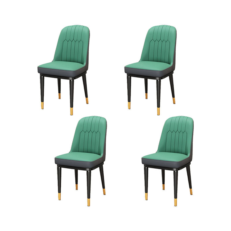 PU Leather Dining Chairs Industrial Parsons Chair with Metal Legs