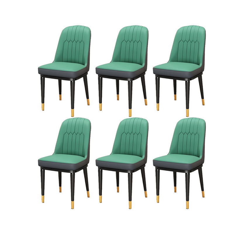 PU Leather Dining Chairs Industrial Parsons Chair with Metal Legs