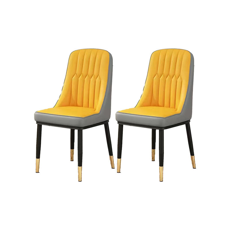 PU Leather Dining Chairs Industrial Parsons Chair with Metal Legs