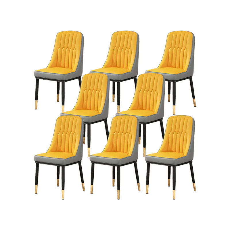 PU Leather Dining Chairs Industrial Parsons Chair with Metal Legs