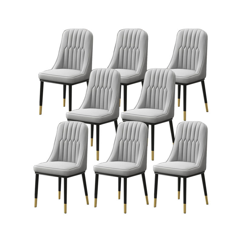 PU Leather Dining Chairs Industrial Parsons Chair with Metal Legs