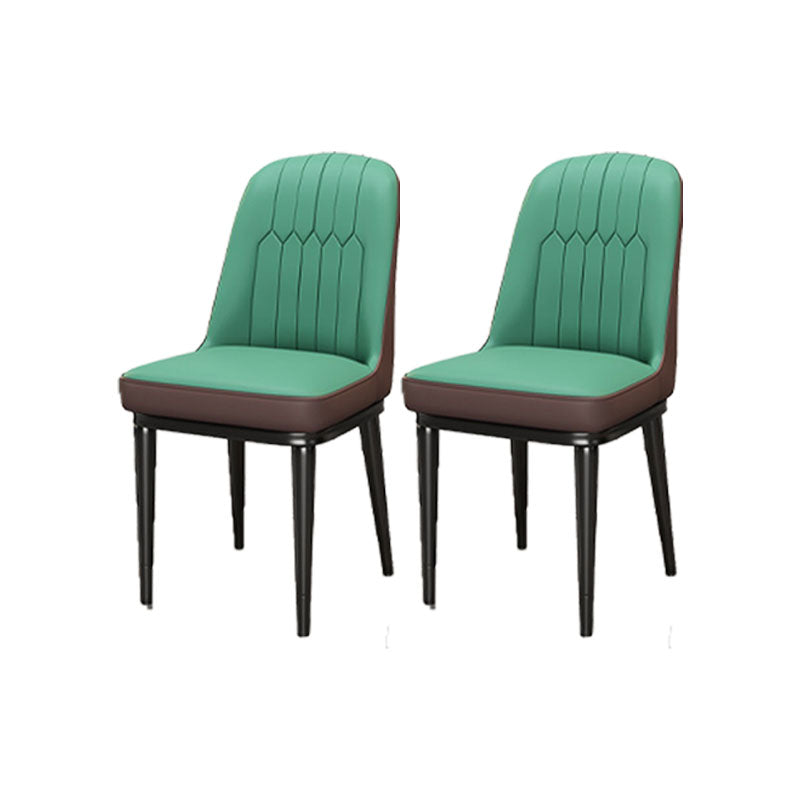 PU Leather Dining Chairs Industrial Parsons Chair with Metal Legs