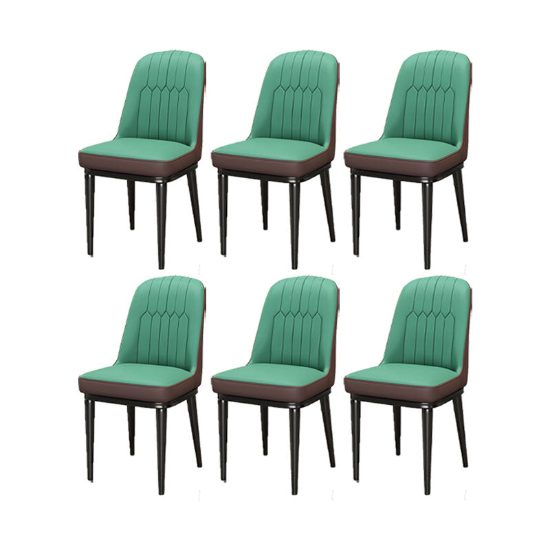 PU Leather Dining Chairs Industrial Parsons Chair with Metal Legs