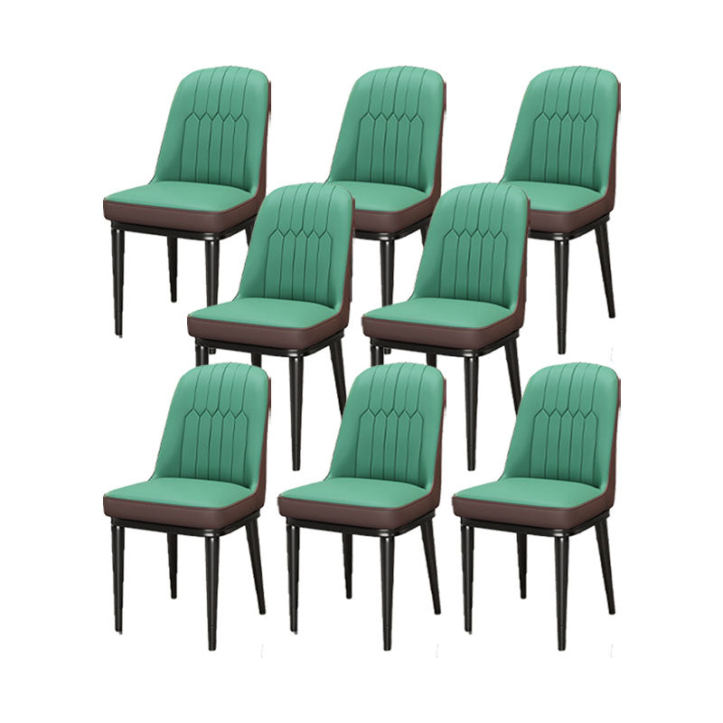 PU Leather Dining Chairs Industrial Parsons Chair with Metal Legs