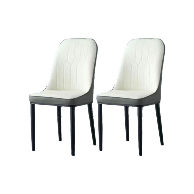 PU Leather Dining Chairs Industrial Parsons Chair with Metal Legs
