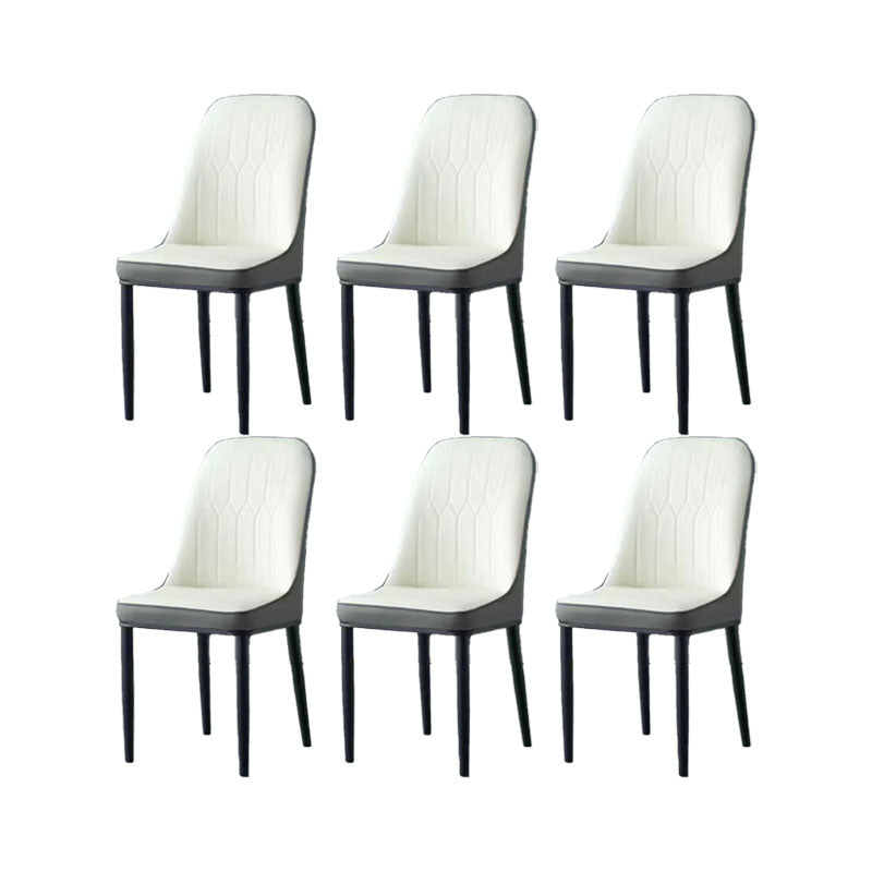 PU Leather Dining Chairs Industrial Parsons Chair with Metal Legs