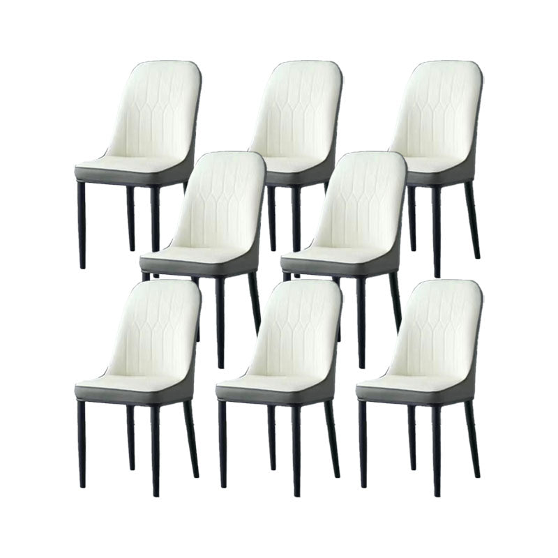 PU Leather Dining Chairs Industrial Parsons Chair with Metal Legs