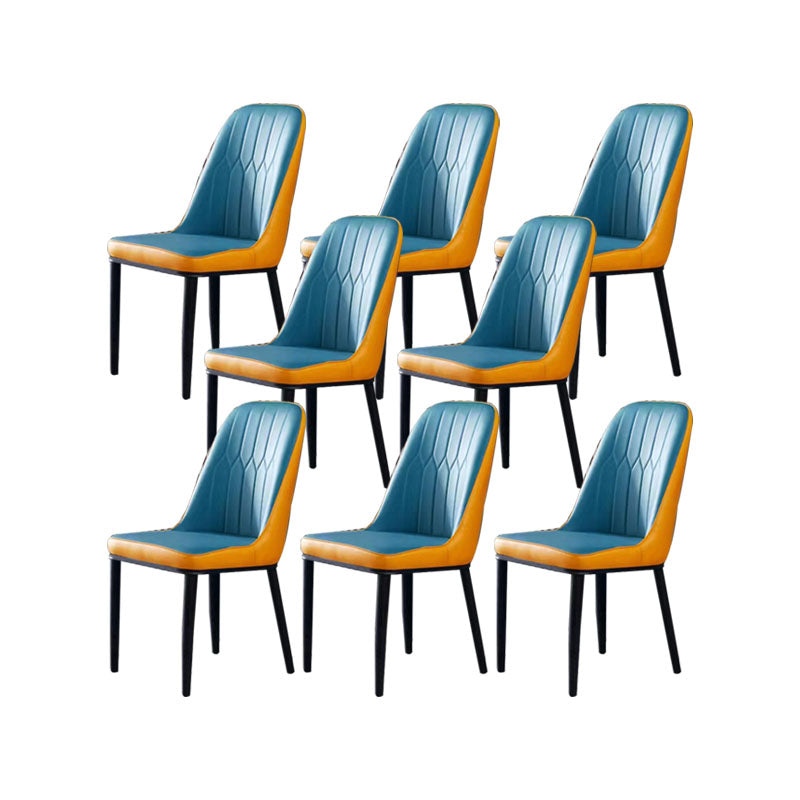 PU Leather Dining Chairs Industrial Parsons Chair with Metal Legs
