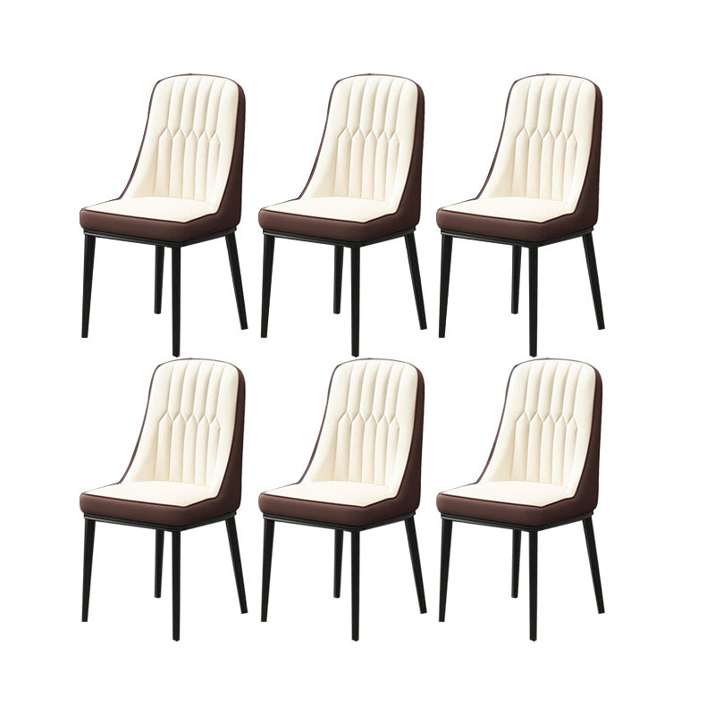 PU Leather Dining Chairs Industrial Parsons Chair with Metal Legs