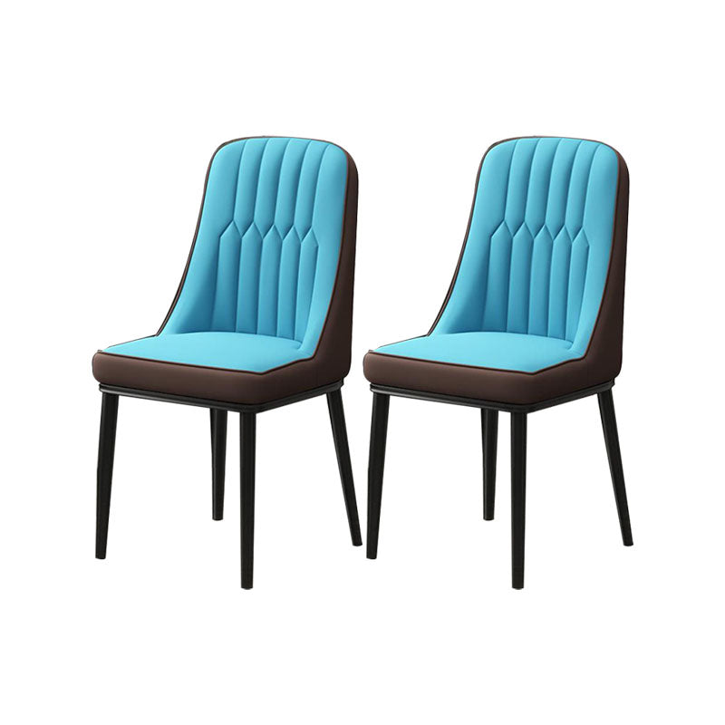 PU Leather Dining Chairs Industrial Parsons Chair with Metal Legs