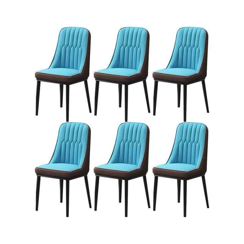 PU Leather Dining Chairs Industrial Parsons Chair with Metal Legs