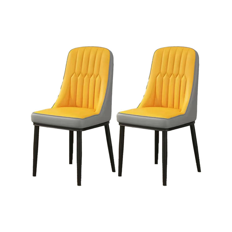 PU Leather Dining Chairs Industrial Parsons Chair with Metal Legs