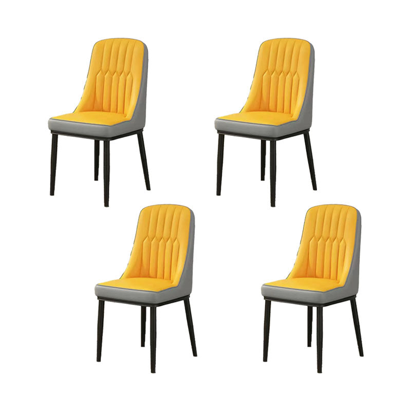 PU Leather Dining Chairs Industrial Parsons Chair with Metal Legs