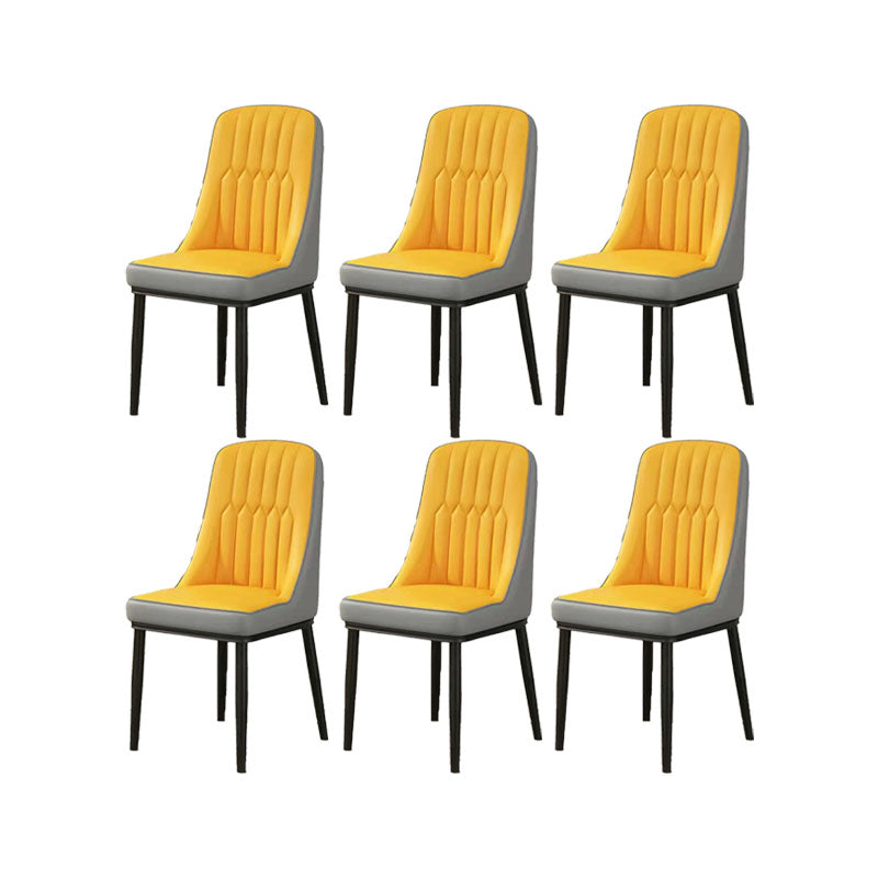 PU Leather Dining Chairs Industrial Parsons Chair with Metal Legs