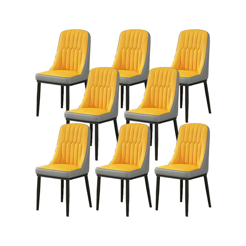 PU Leather Dining Chairs Industrial Parsons Chair with Metal Legs