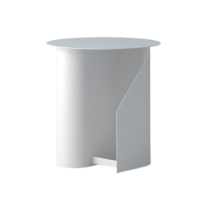 Contemporary Corner Table Round Side Table with Metal Shelves