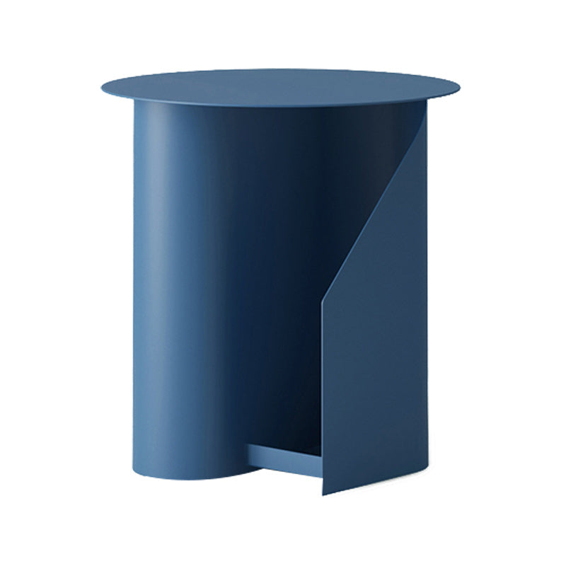 Contemporary Corner Table Round Side Table with Metal Shelves