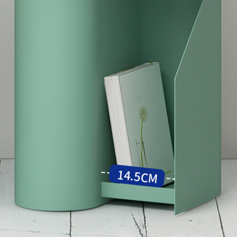 Contemporary Corner Table Round Side Table with Metal Shelves