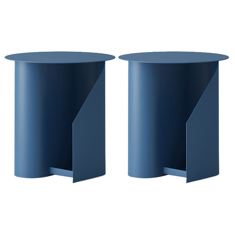 Contemporary Corner Table Round Side Table with Metal Shelves