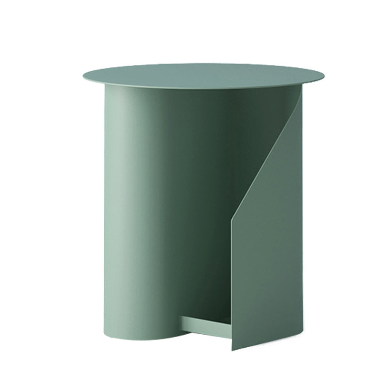 Contemporary Corner Table Round Side Table with Metal Shelves