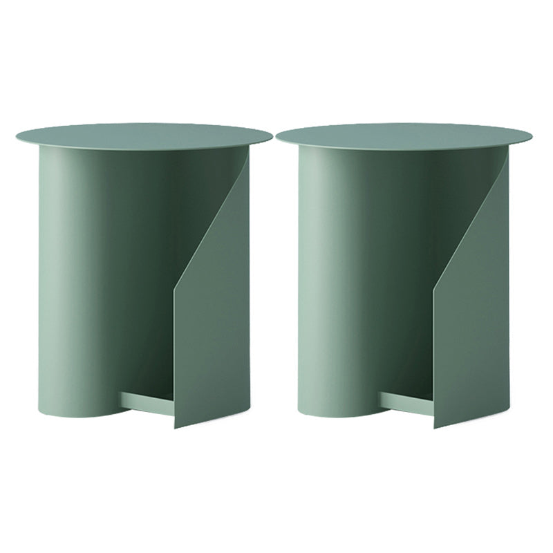 Contemporary Corner Table Round Side Table with Metal Shelves