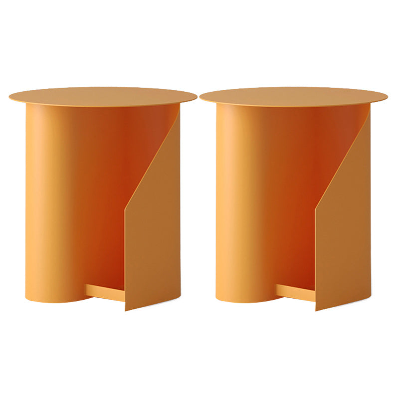 Contemporary Corner Table Round Side Table with Metal Shelves