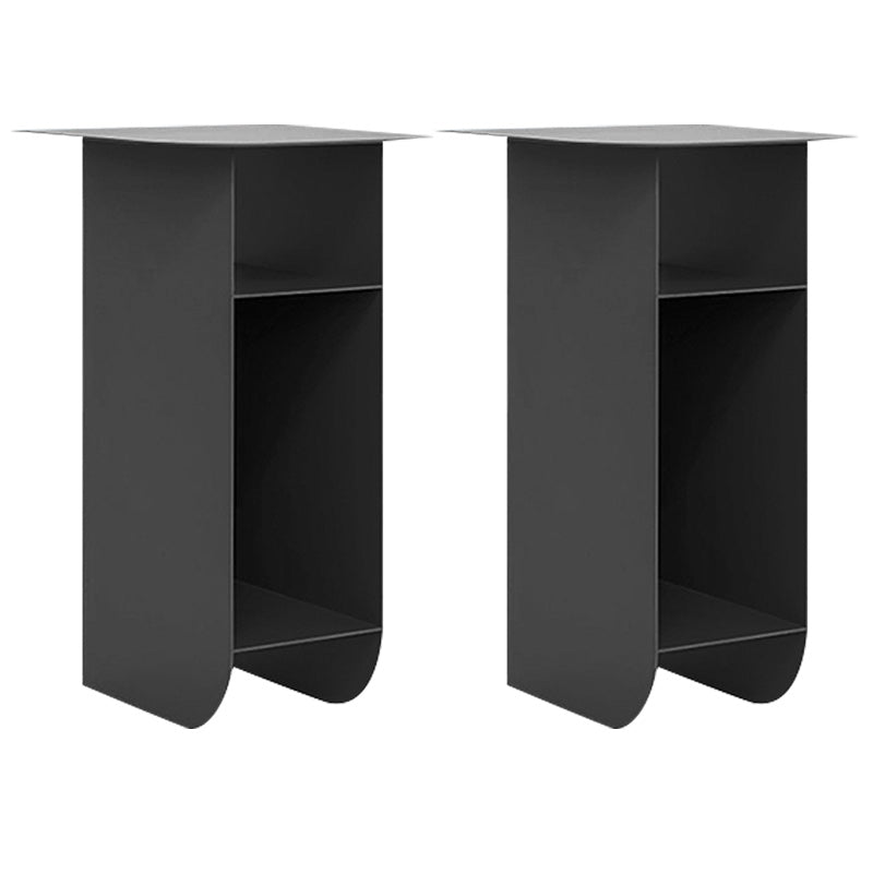 Contemporary Corner Table Round Side Table with Metal Shelves