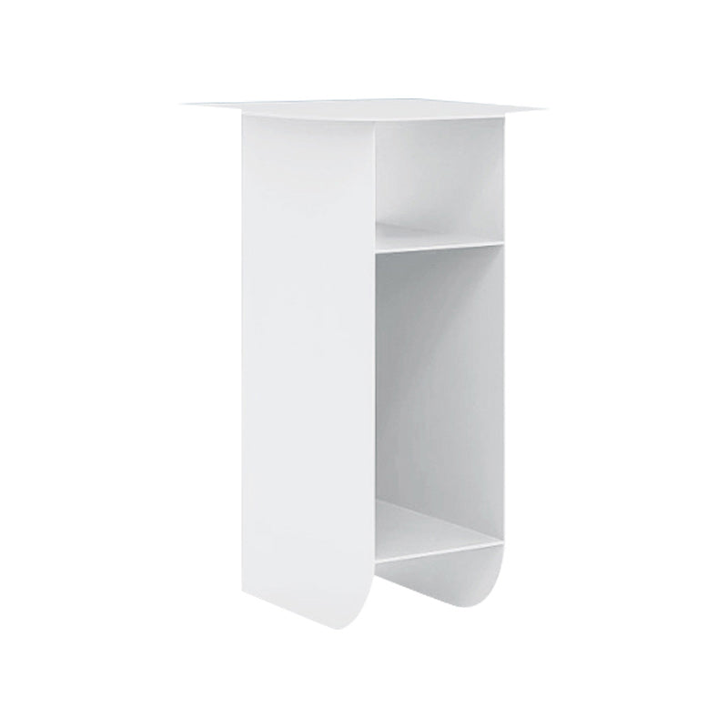 Contemporary Corner Table Round Side Table with Metal Shelves