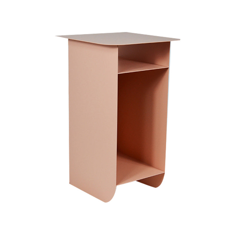 Contemporary Corner Table Round Side Table with Metal Shelves